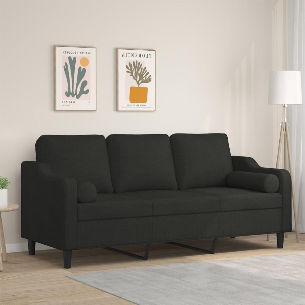 vidaXL 3-Sitzer-Sofa mit Zierkissen Schwarz 180 cm Stoff 3200857 Bild 1