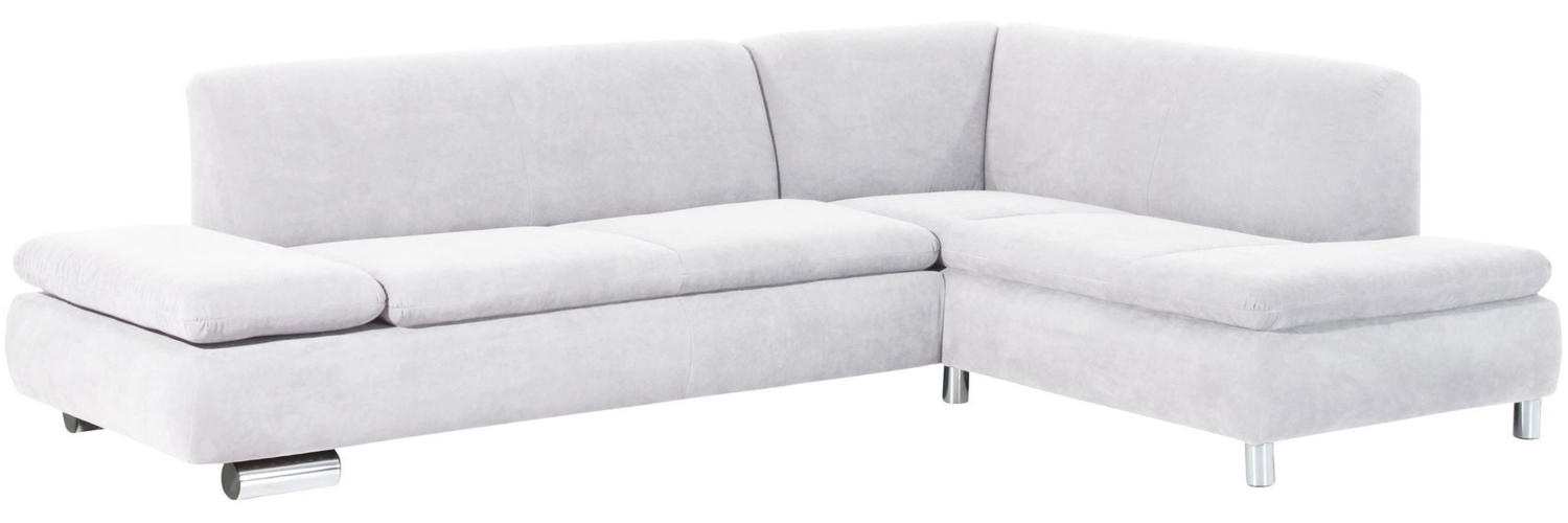 Ecksofa mit Ottomane rechts Kaye Bezug Veloursstoff Metallfuß verchromt / creme 23101 Bild 1