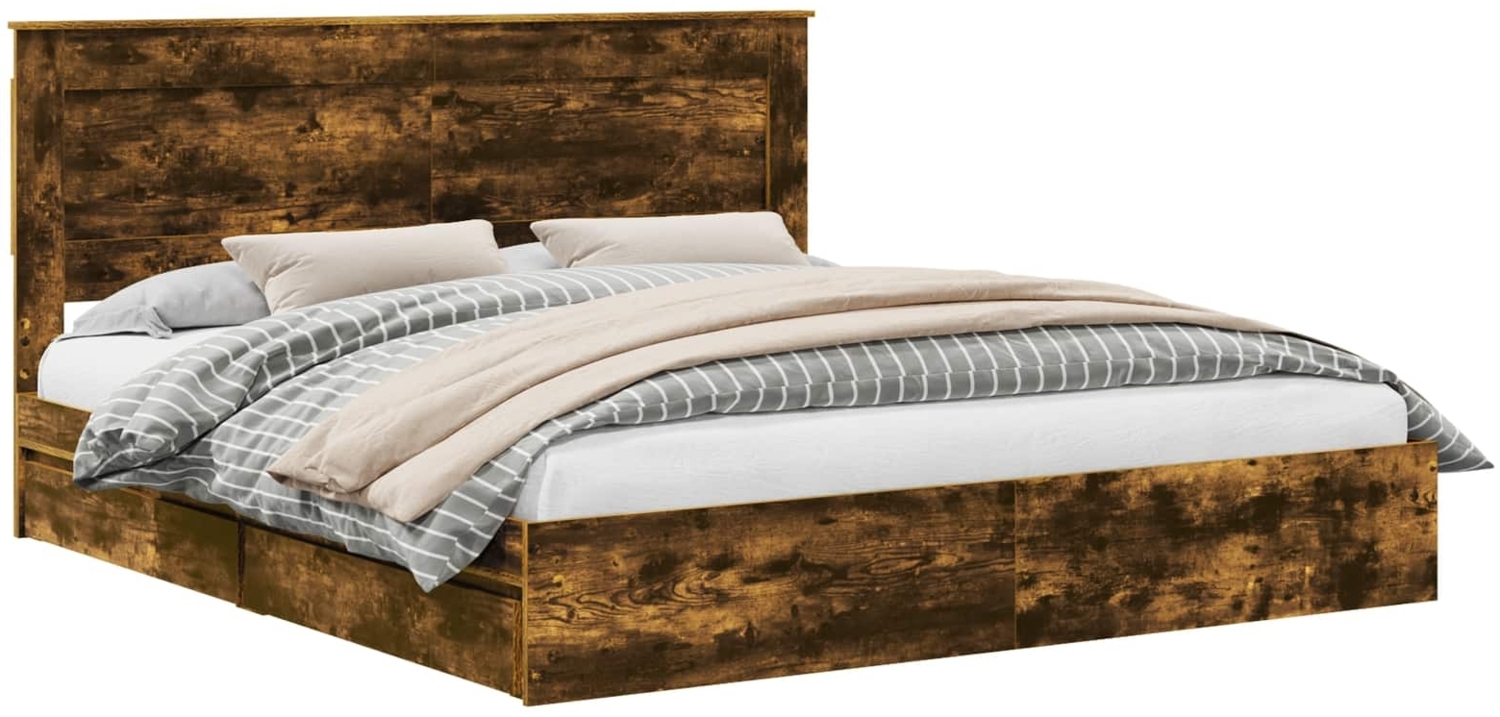 vidaXL Aufbewahrungsbett Geräucherte Eiche 180x200 cm Holzwerkstoff 3410227 Bild 1