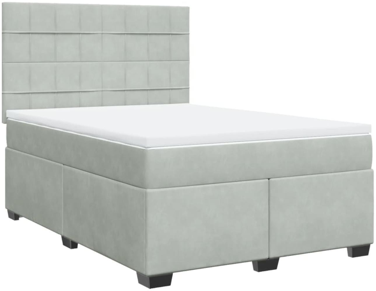 vidaXL Boxspringbett mit Matratze Hellgrau 140x200 cm Samt 3290930 Bild 1