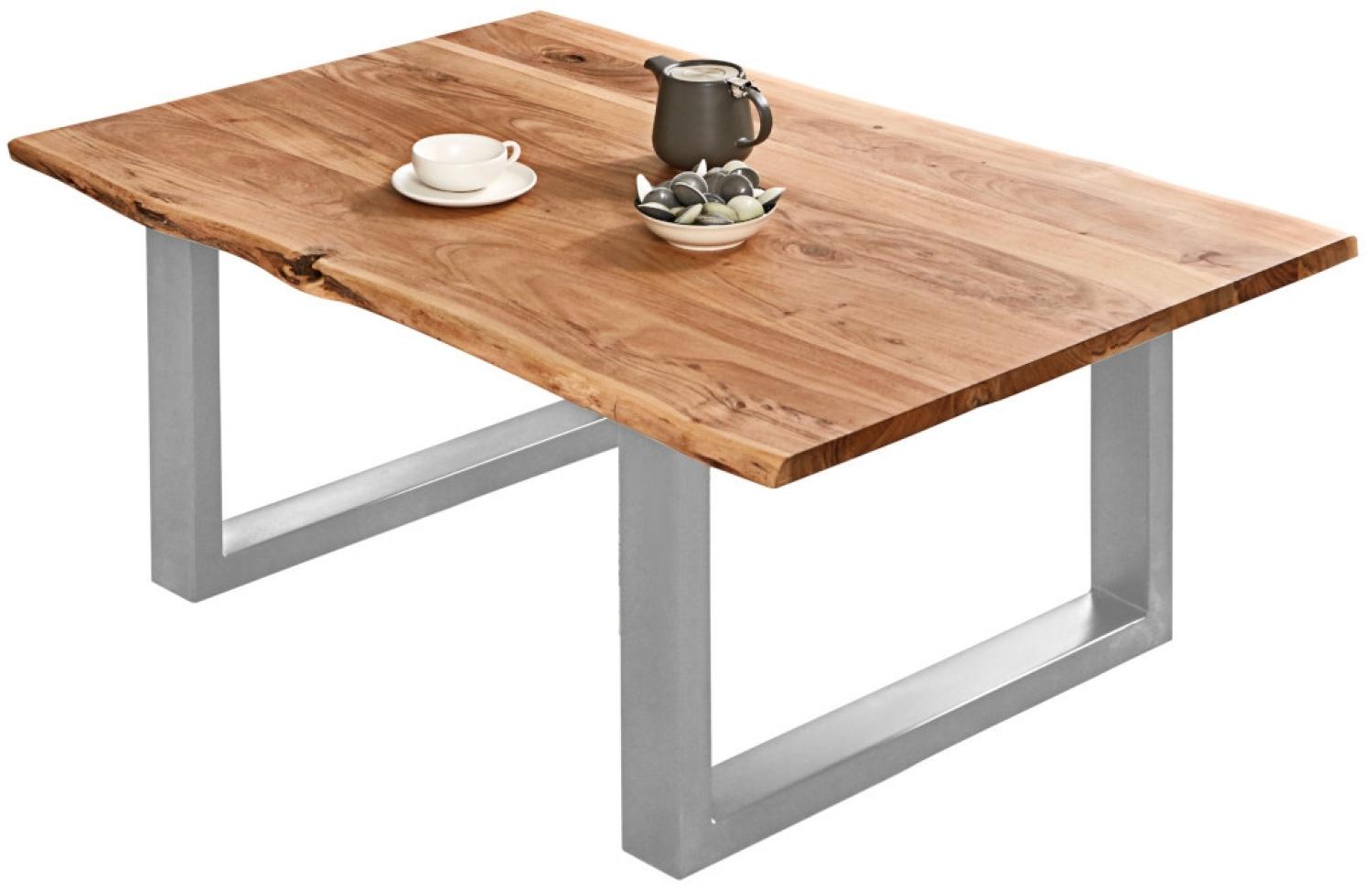 Couchtisch Baumkante massiv Akazie Natur 100x70 silber BILLY 526554 Bild 1