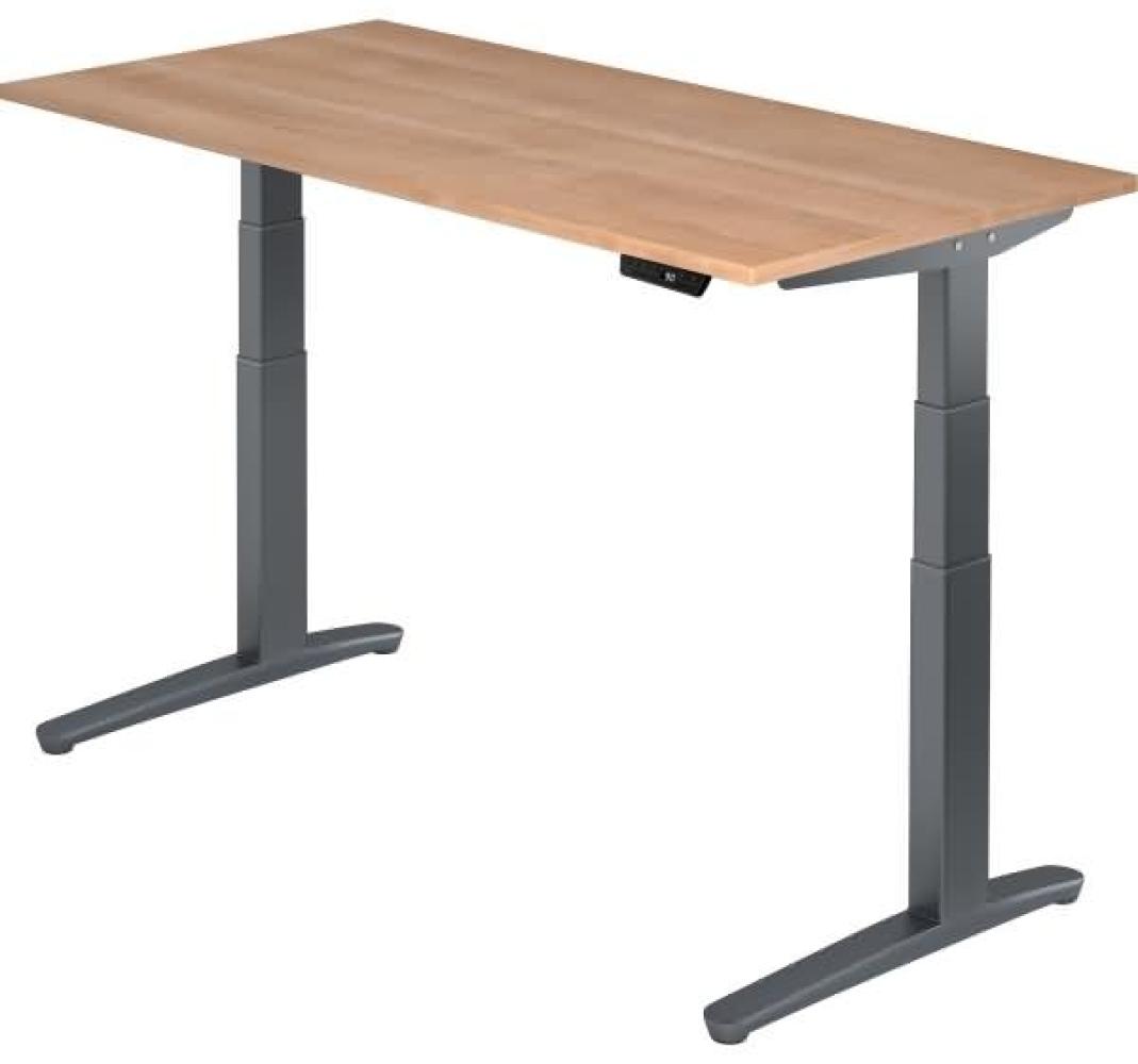 'XBHM16' Sitz-Steh-Schreibtisch elektrisch 160x80 cm Nussbaum Graphit Bild 1