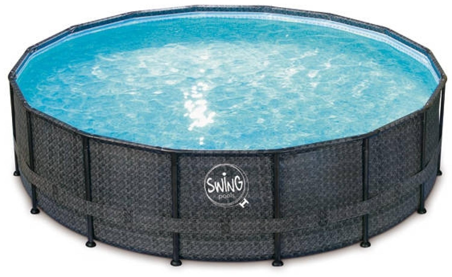 Frame Pool ELITE WICKER Swing Aufstellpool - rund - 4,88 x 1,22 m - Herringbone Bild 1