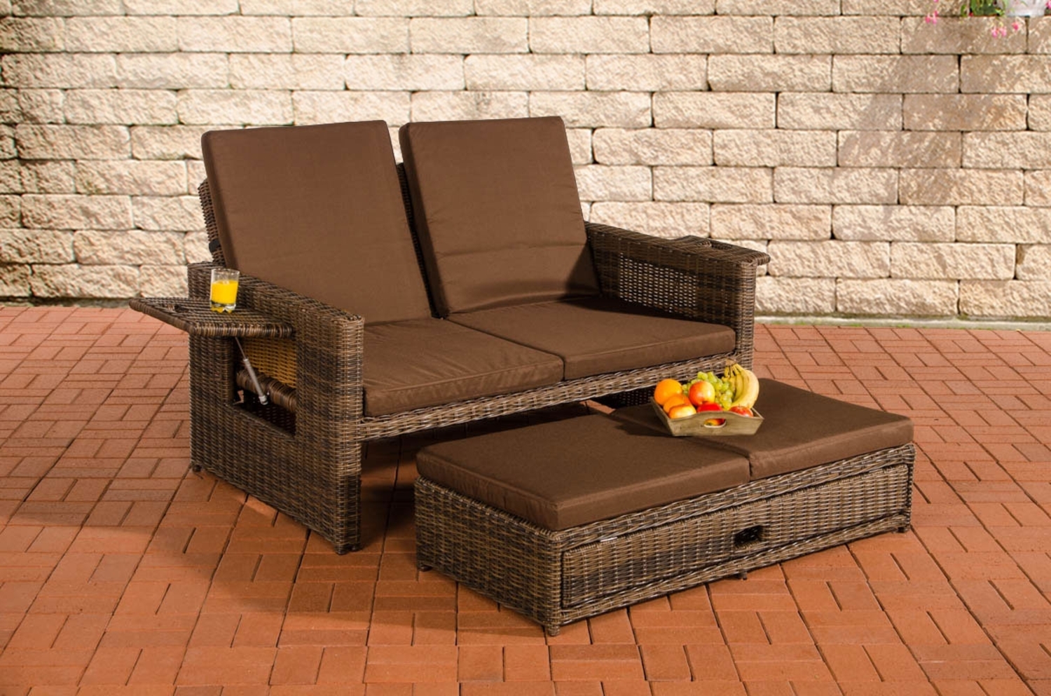 CLP Polyrattan Sofa Ancona 5mm,braun-meliert terrabraun Bild 1