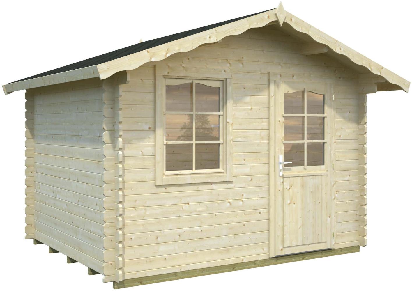 Palmako Gartenhaus Emma 46 m² Gartenhaus aus Holz in Grau Holzhaus mit 28 mm Wandstärke Blockbohlenhaus mit Montagematerial Bild 1