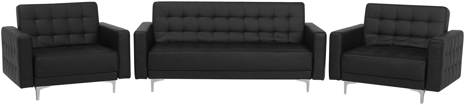 Sofa Set Kunstleder schwarz ABERDEEN Bild 1