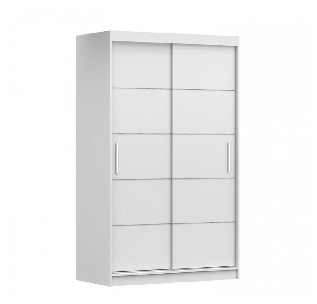 MOEBLO Kleiderschrank NOAH 06 (mit dekorativen Elementen aus Aiminium, Schwebetürenschrank 2-türig Schrank, Gaderobe mit vielen Einlegeböden und Kleiderstange), (BxHxT): 120x200x61 cm Bild 1