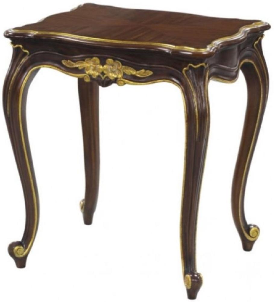 Casa Padrino Luxus Barock Beistelltisch Dunkelbraun / Gold 58 x 48 x H. 66 cm - Luxus Qualität Bild 1