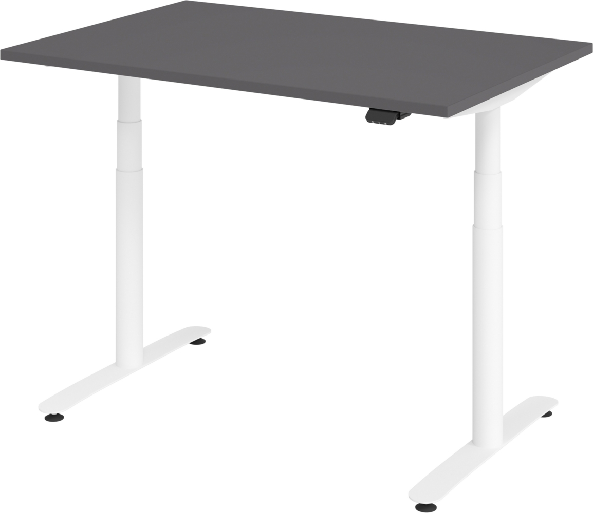 bümö elektrisch höhenverstellbarer Schreibtisch 120x80 cm mit Memory, Bluetooth & App-Steuerung - Schreibtisch höhenverstellbar elektrisch , elektrischer Schreibtisch graphit, Gestell weiß, XDLR-12-G-W Bild 1