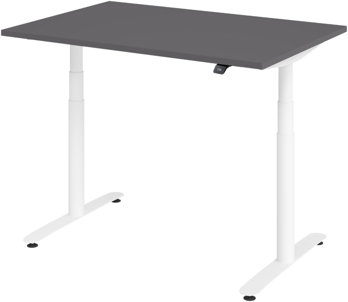 bümö elektrisch höhenverstellbarer Schreibtisch 120x80 cm mit Memory, Bluetooth & App-Steuerung - Schreibtisch höhenverstellbar elektrisch , elektrischer Schreibtisch graphit, Gestell weiß, XDLR-12-G-W Bild 1