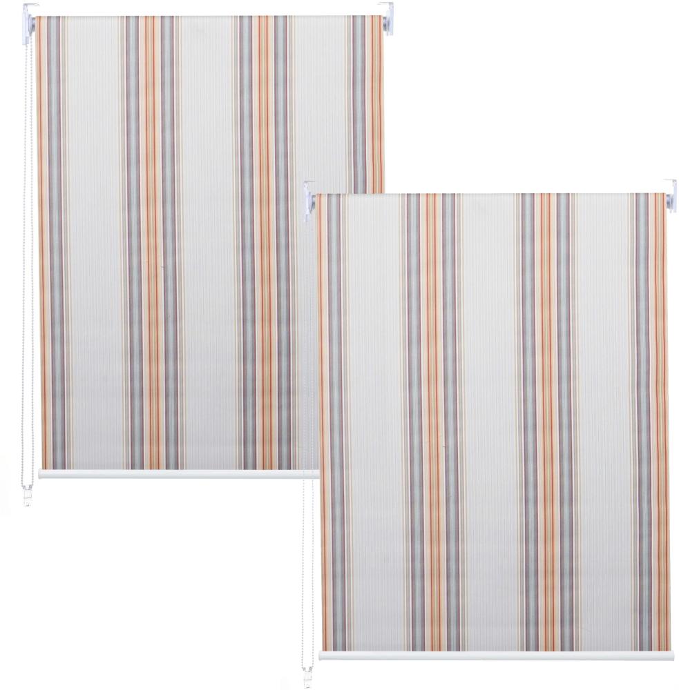 2er-Set Rollo HWC-D52, Fensterrollo Seitenzugrollo Jalousie, 120x230cm Sonnenschutz blickdicht ~ grau/braun/orange Bild 1