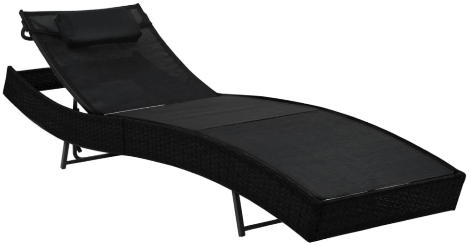 vidaXL Sonnenliege mit Kissen Poly-Rattan Schwarz 44717 Bild 1