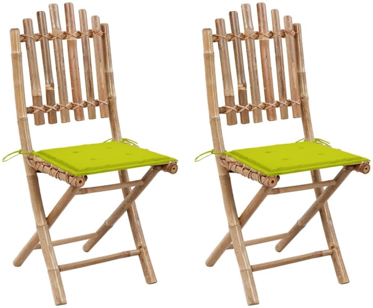 vidaXL Klappbare Gartenstühle 2 Stk. mit Kissen Bambus 3063998 Bild 1