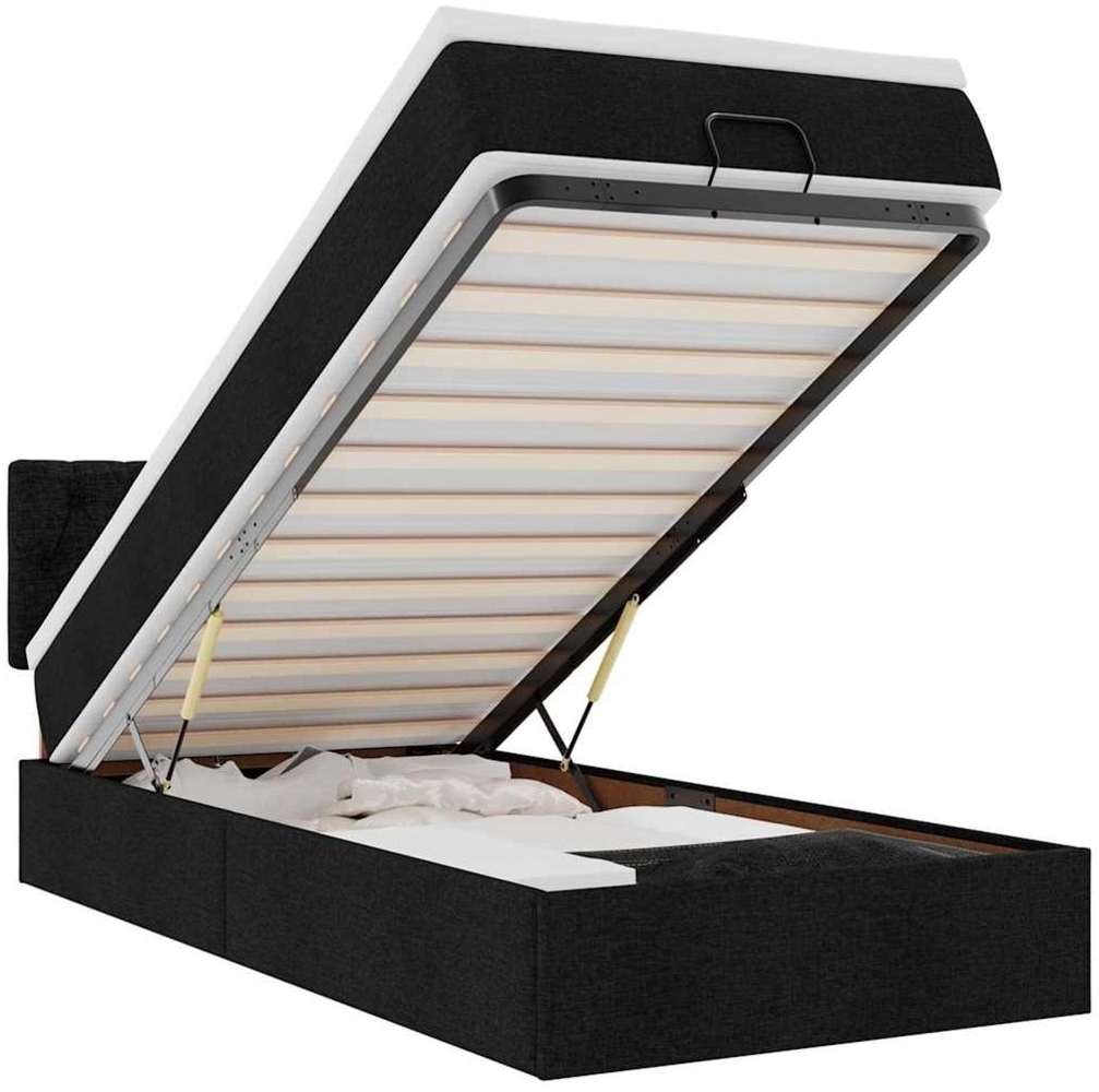 vidaXL Ottoman-Bett mit Matratze & LEDs Schwarz 100x200 cm Stoff 3312369 Bild 1