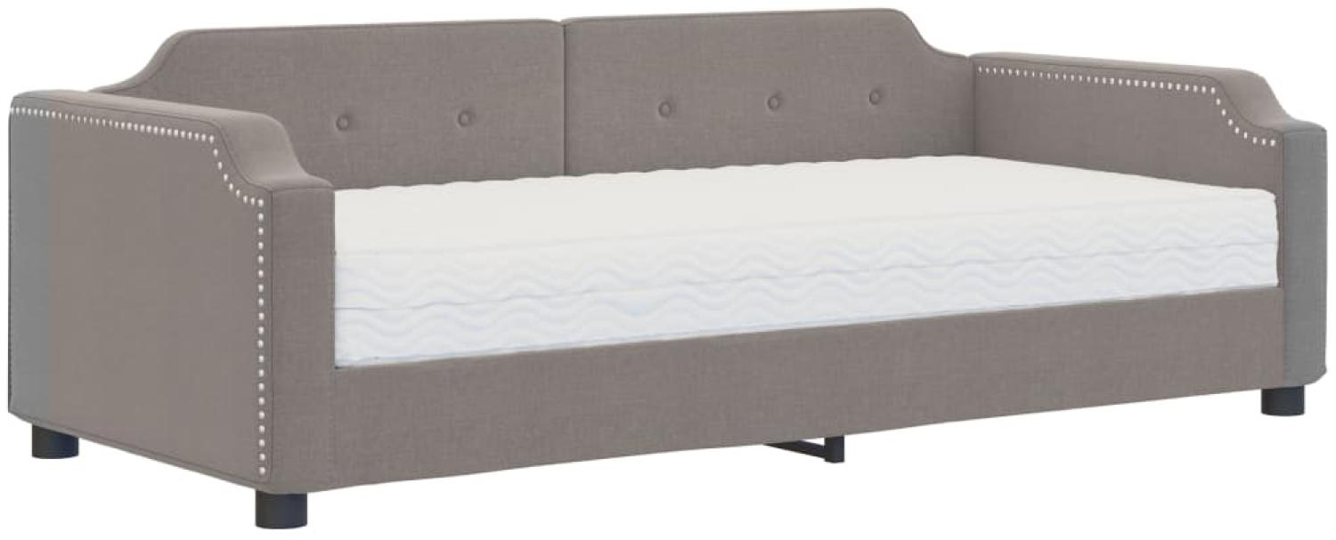 vidaXL Tagesbett mit Matratze Taupe 100x200 cm Stoff 3197624 Bild 1