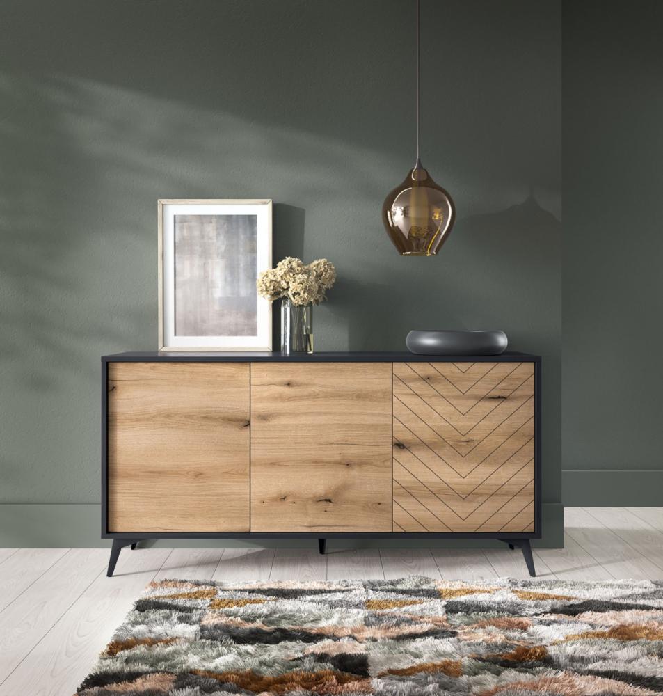 Kommode Diamond Sideboard 153cm Evoke Oak schwarz Bild 1