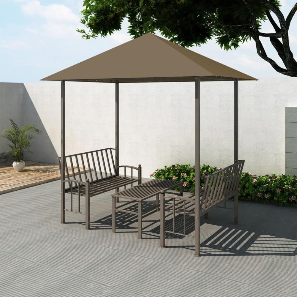 vidaXL Gartenpavillon mit Tisch und Bänken 2,5x1,5x2,4 m Taupe 180 g/m² 312222 Bild 1