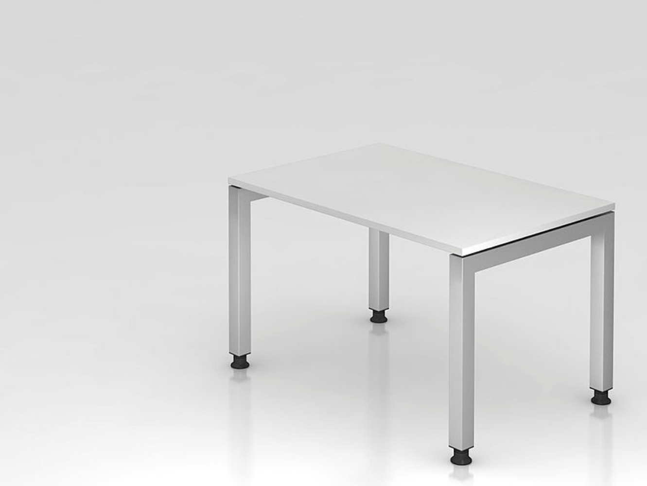 Schreibtisch JS12 U-Fuß / 4-Fuß eckig 120x80cm Weiß Gestellfarbe: Silber Bild 1