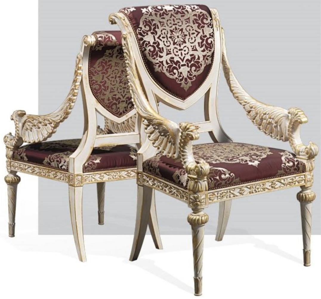 Casa Padrino Luxus Barock Esszimmer Stuhl Set Lila / Silber / Weiß / Gold 62 x 74 x H. 103 cm - Prunkvolles Küchen Stühle 6er Set - Hotel Restaurant Schloss Möbel - Luxus Qualität - Made in Italy Bild 1