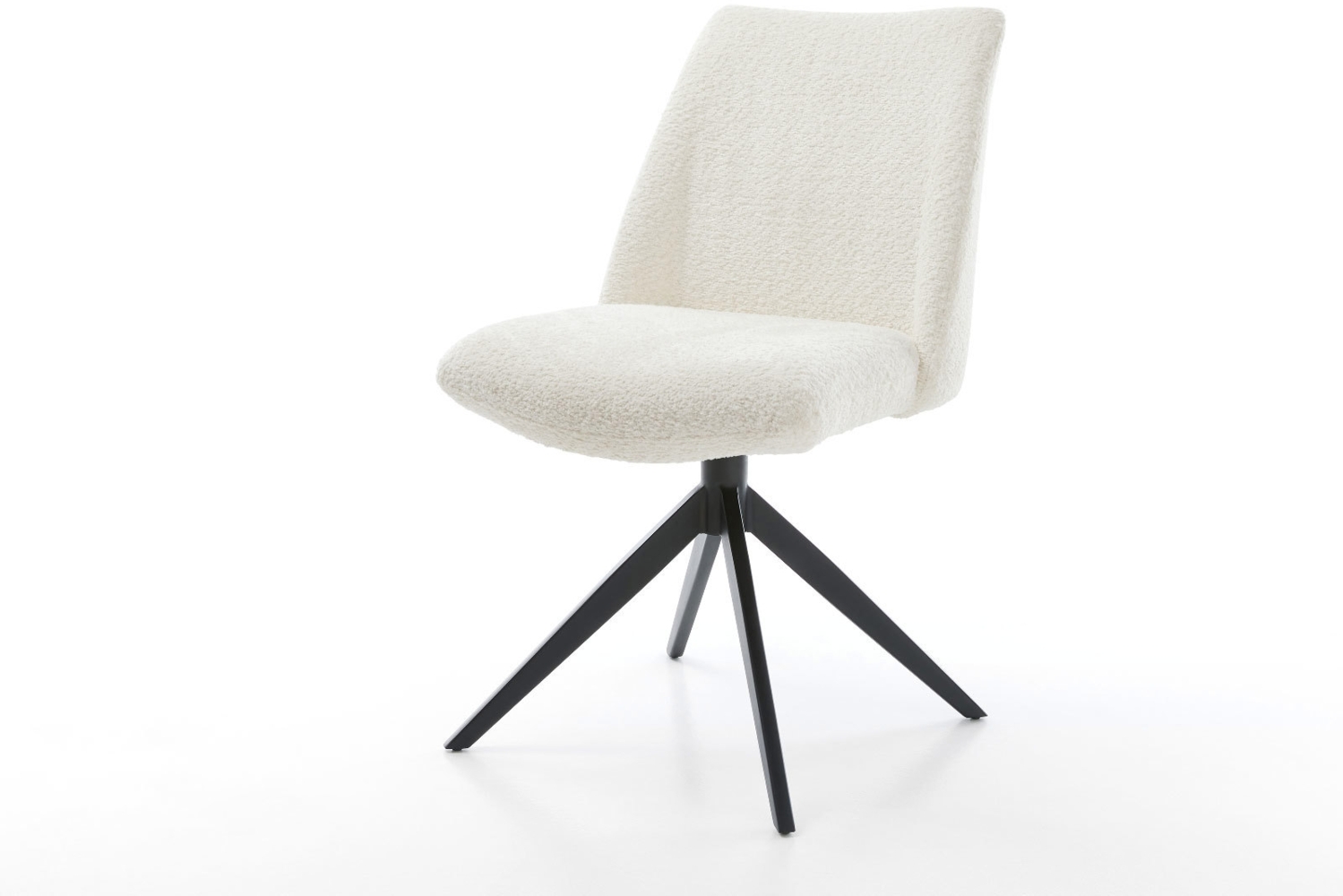 Drehstuhl Elso-Flex Bouclé Weiß Kreuzgestell breit Schwarz 360° drehbar Wippfunktion Taschenfederkern Bild 1