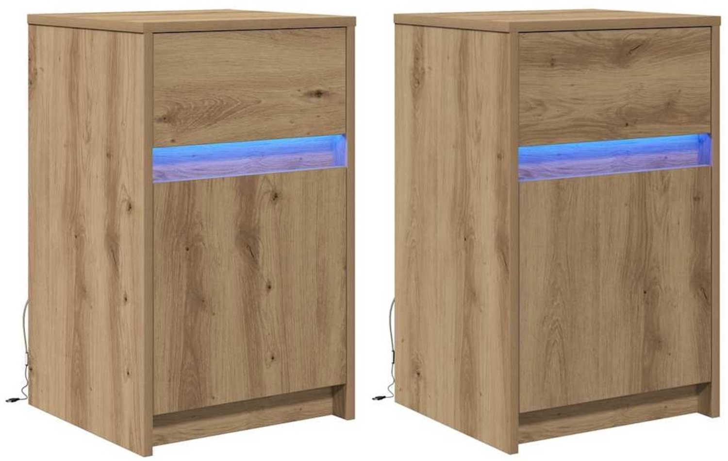 vidaXL LED Nachttisch 2 pcs Artisan-Eiche 38 x 34 x 61 cm 874146 Bild 1