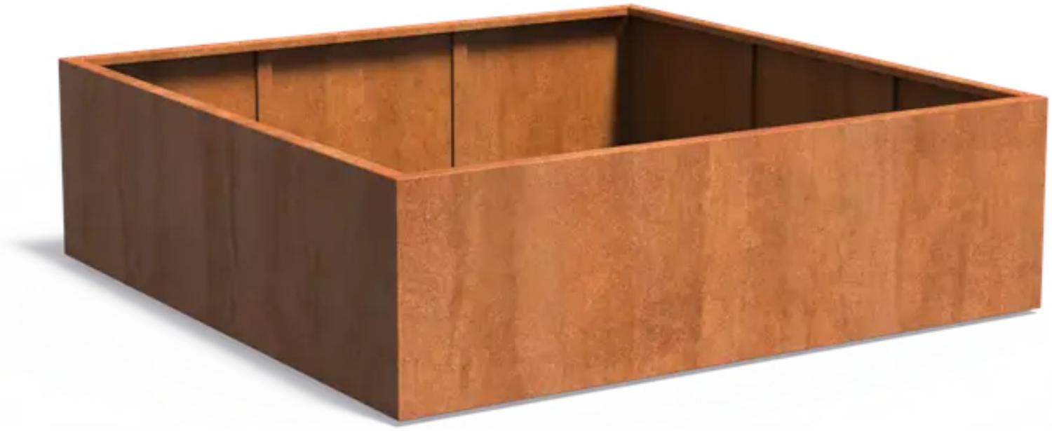 Adezz Pflanzgefäß Carrez Standard Quadrat aus Corten-Stahl Pflanzkübel Größe 200x200x60 cm Bild 1