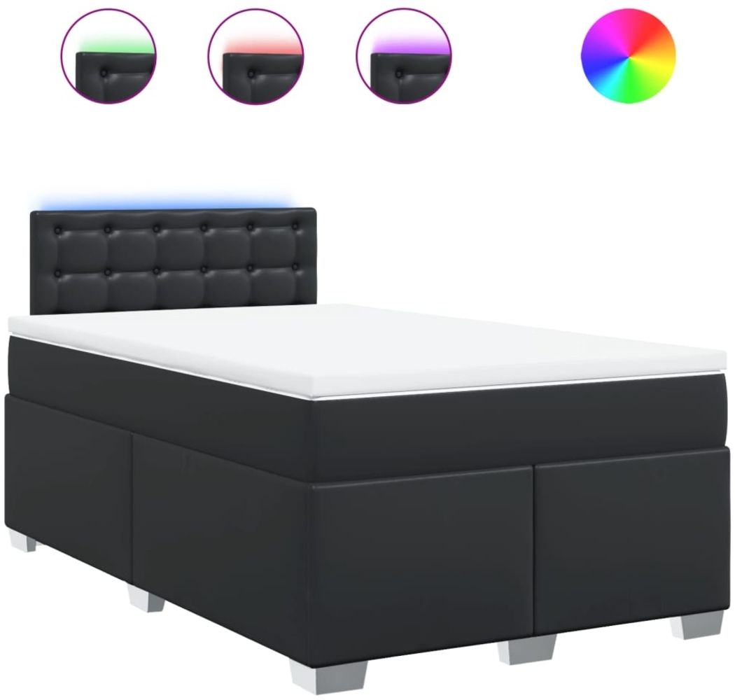 vidaXL Boxspringbett mit Matratze Schwarz 120x200 cm Kunstleder 3288416 Bild 1