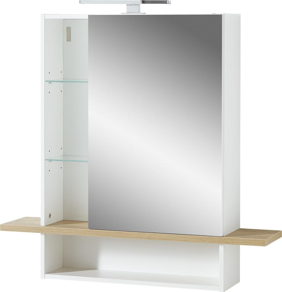 Badezimmerspiegelschrank >M-387< (BxHxT: 90x91x25 cm) in weiss | braun Bild 1