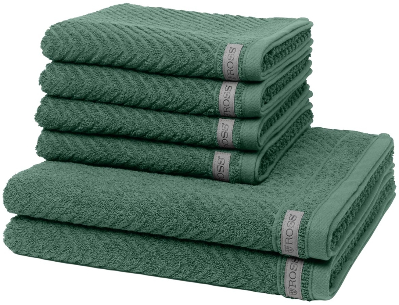 Ross Smart 6 tlg. Frottier-Set - 4 X Handtuch (50 X 100cm), 2 X Duschtuch (70 X 140cm) - 520 g/m2 - Kiefer Bild 1