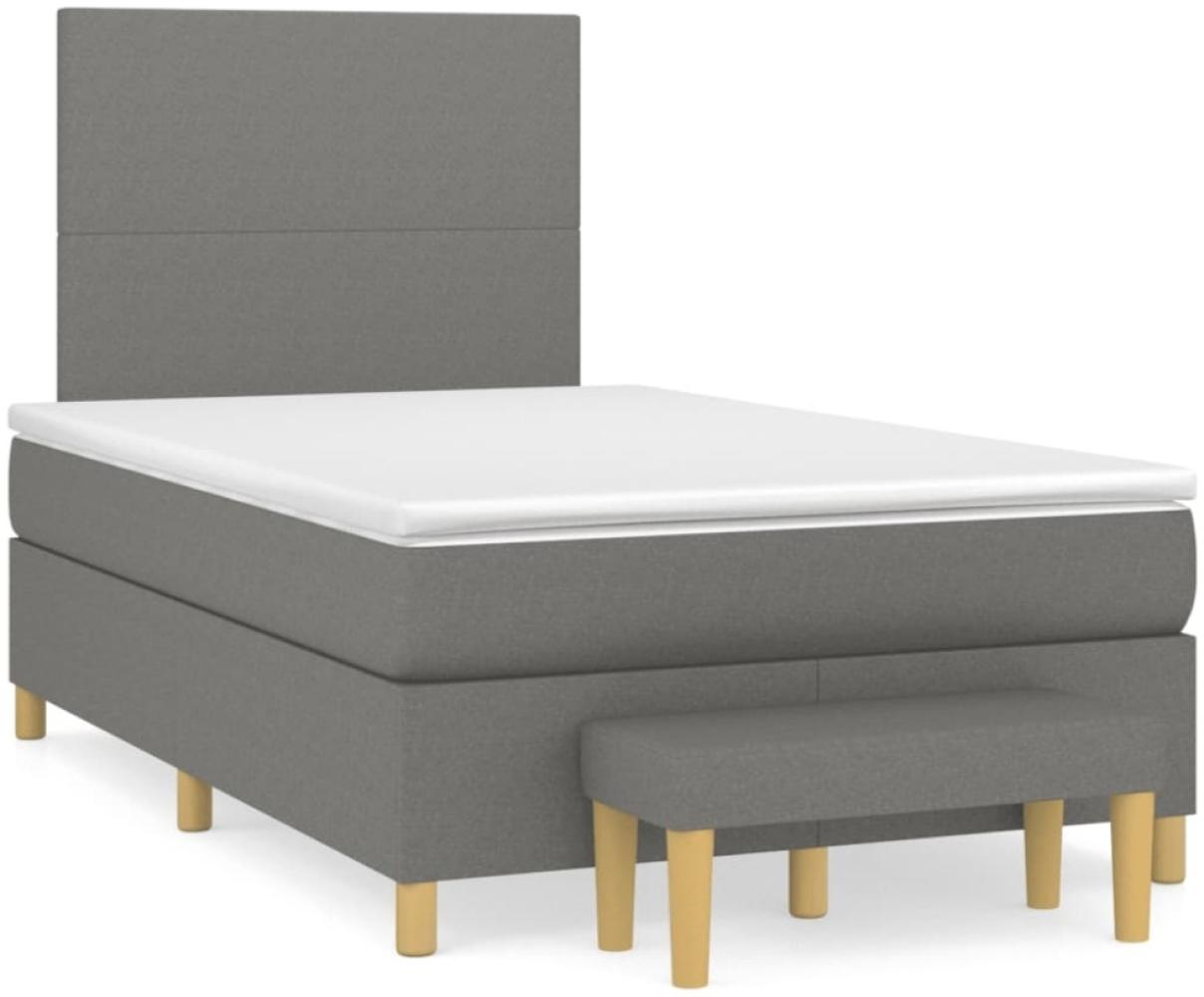 vidaXL Boxspringbett mit Matratze Dunkelgrau 120x190 cm Stoff 3270391 Bild 1