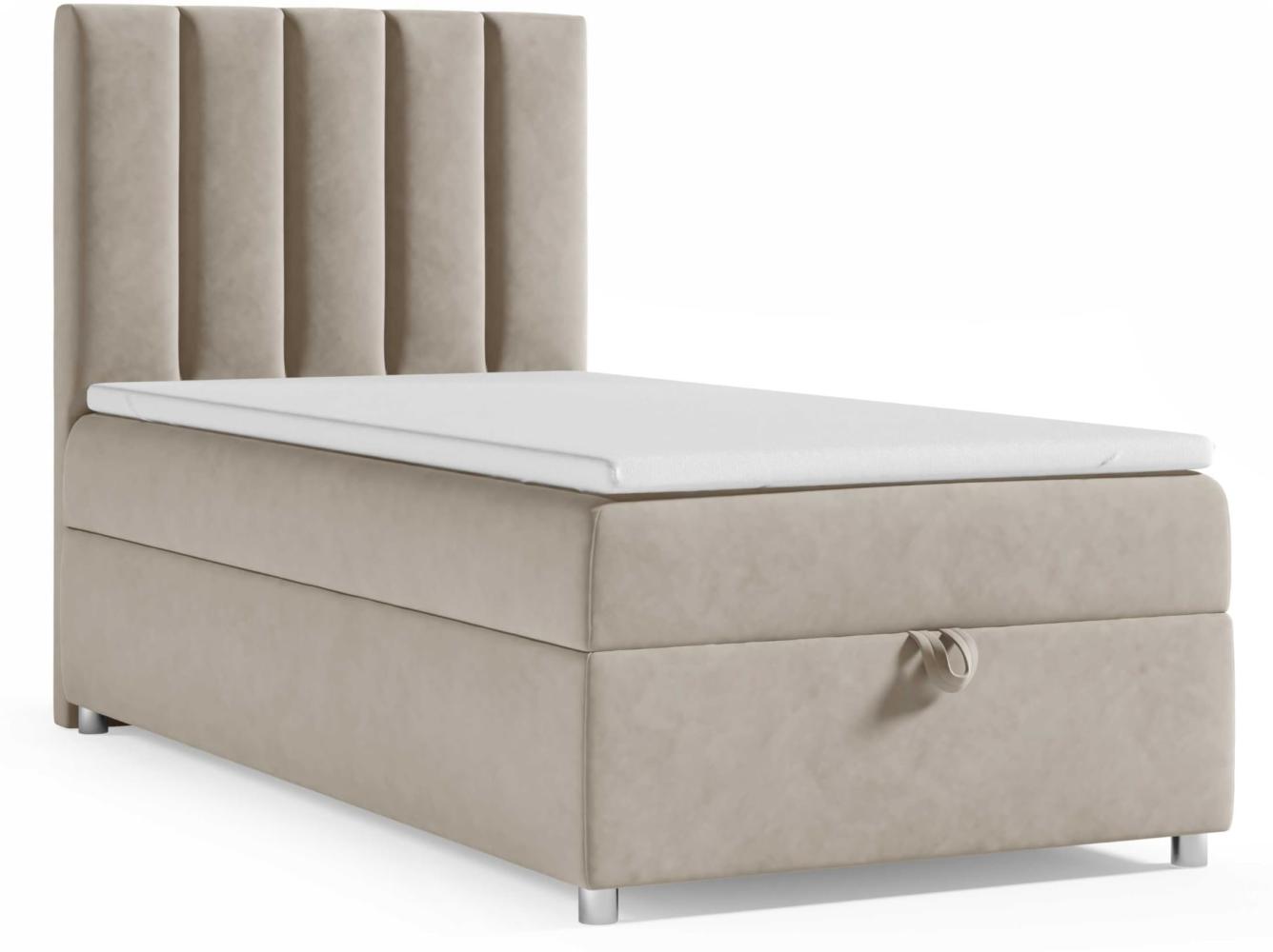 Best for Home Boxspringbett K10 SINGLE mit Bettkasten [mit Kopfteil] [mit Topper] (Beige 70x200) Bild 1