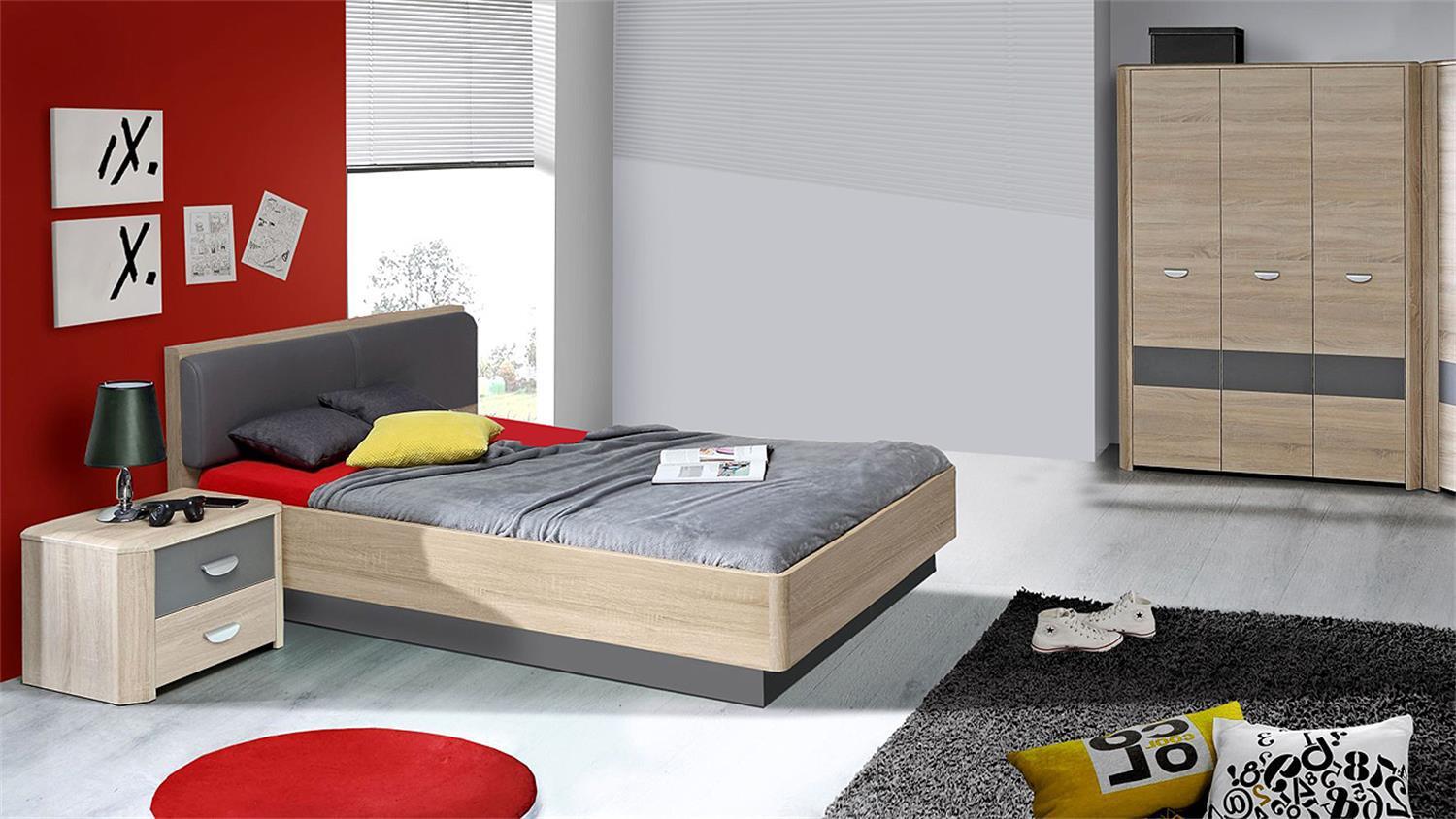 3-tlg. Jugendzimmer-Set 1 YOOK Sonoma Eiche und grau anthrazit Bild 1