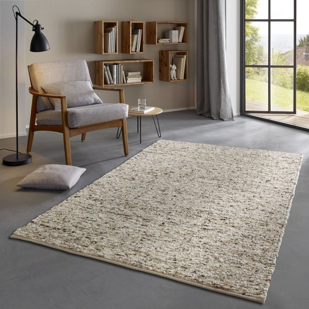 TaraCarpet Wollteppich TaraCarpet Fjord, rechteckig, Höhe: 10 mm, Handwebteppich Schurwolle br. beige Wohnzimmer Schlafzimmer 070x140 cm Bild 1