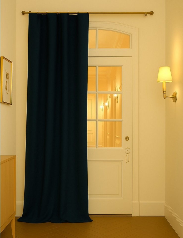 novumfix Gardine Filzvorhang Softfilz Kälteschutz blau XXL Lang Kräuselband, verdunkelnd, energiesparen Bild 1