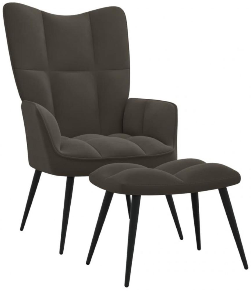 vidaXL Relaxsessel mit Hocker Dunkelgrau Samt [328085] Bild 1