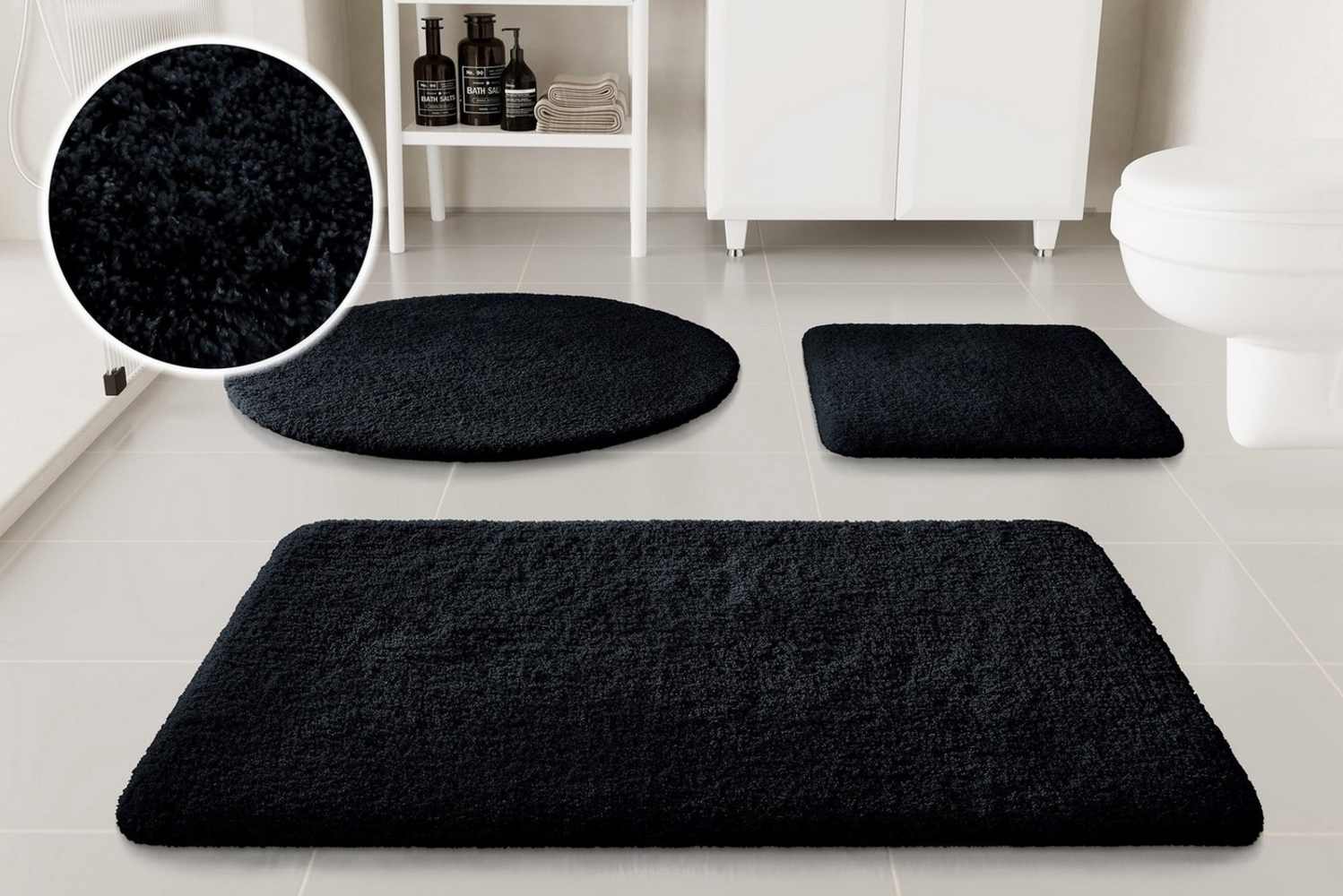 OTTO home Badematte Kaarin, Höhe 30 mm, rutschhemmend beschichtet, schnell trocknend, Polyester, rechteckig, Badteppich, getuftet, flauschig, hochflor, große Farbauswahl Bild 1