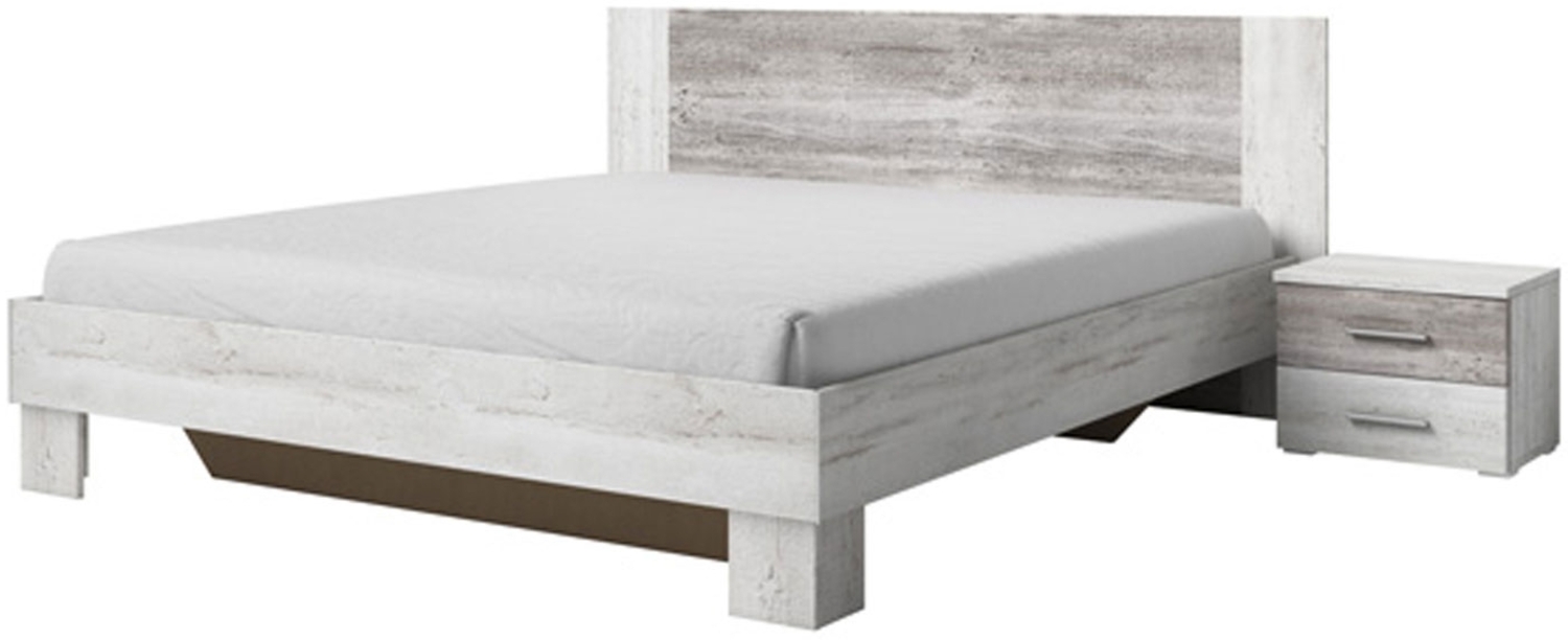 Bett ONTARIO 160x200 cm Arctic Pine inkl. 2 x Nachtkommoden Bild 1