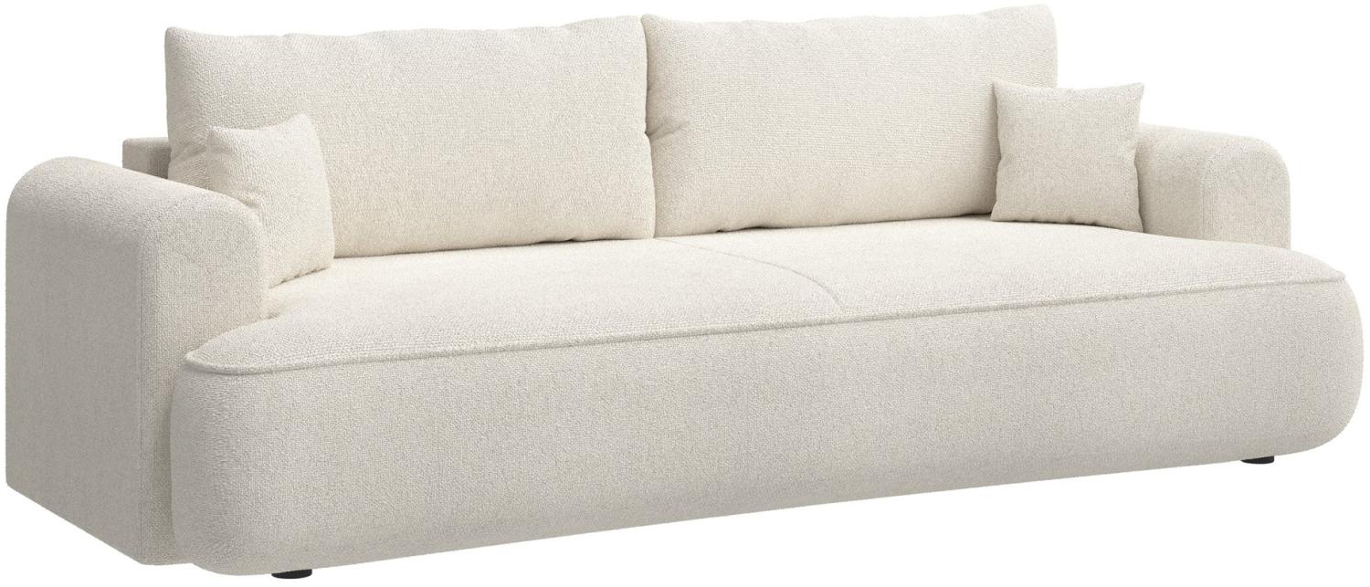 Selsey Ovo - 3-Sitzer Schlafsofa mit Bettkasten, Chenille-Bezug in Creme, 250 cm Bild 1