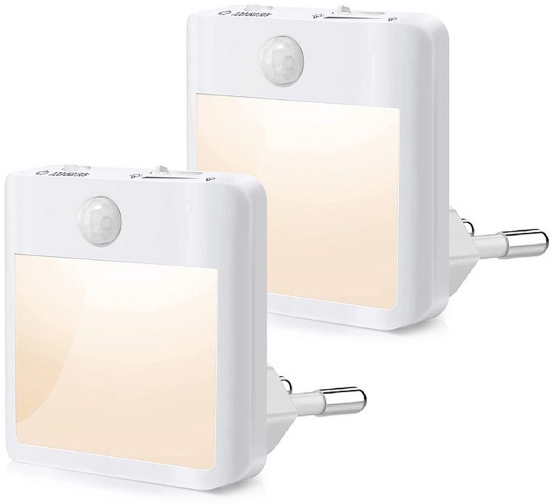 Qualra LED Nachtlicht Nachtlicht Steckdose Bewegungsmelder 10-100% Helligkeit, Dämmerungssensor für Kinderzimmer Wohnzimmer Garage Bad Bild 1