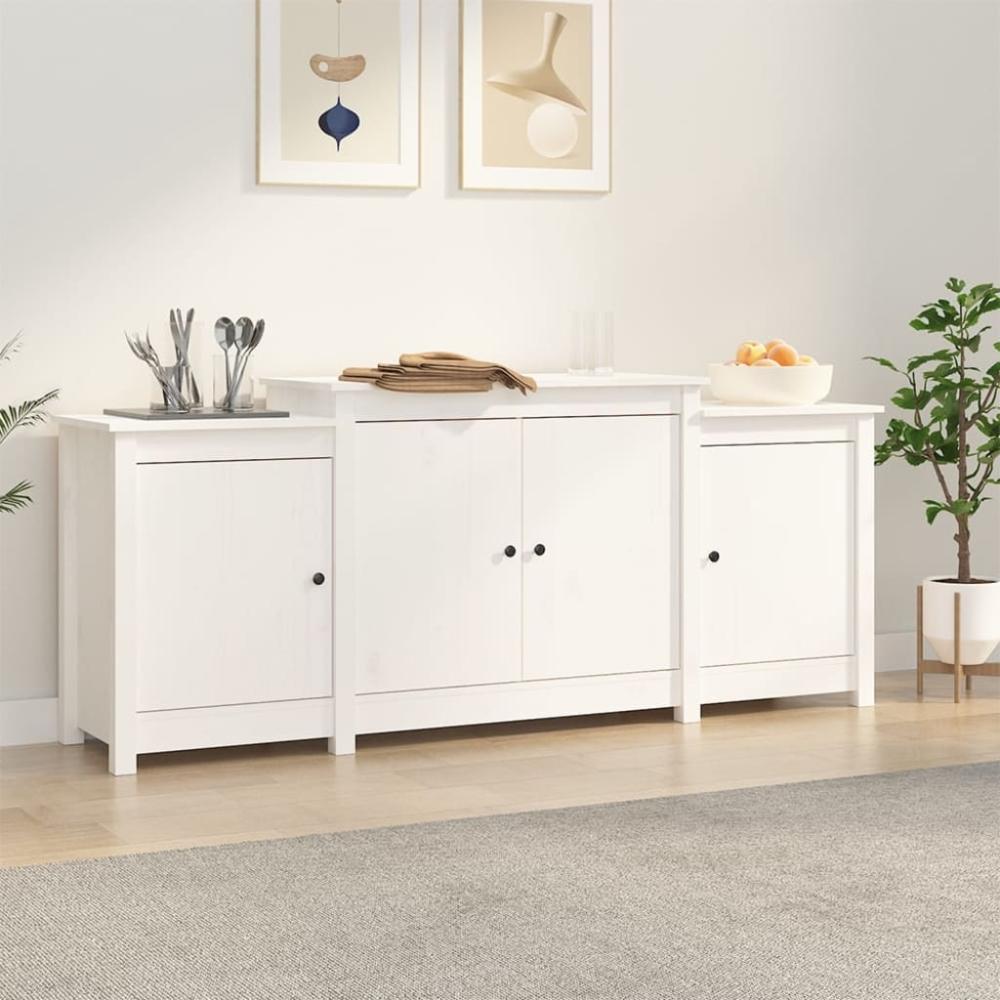 vidaXL Sideboard Weiß 164x37x68 cm Massivholz Kiefer 821493 Bild 1