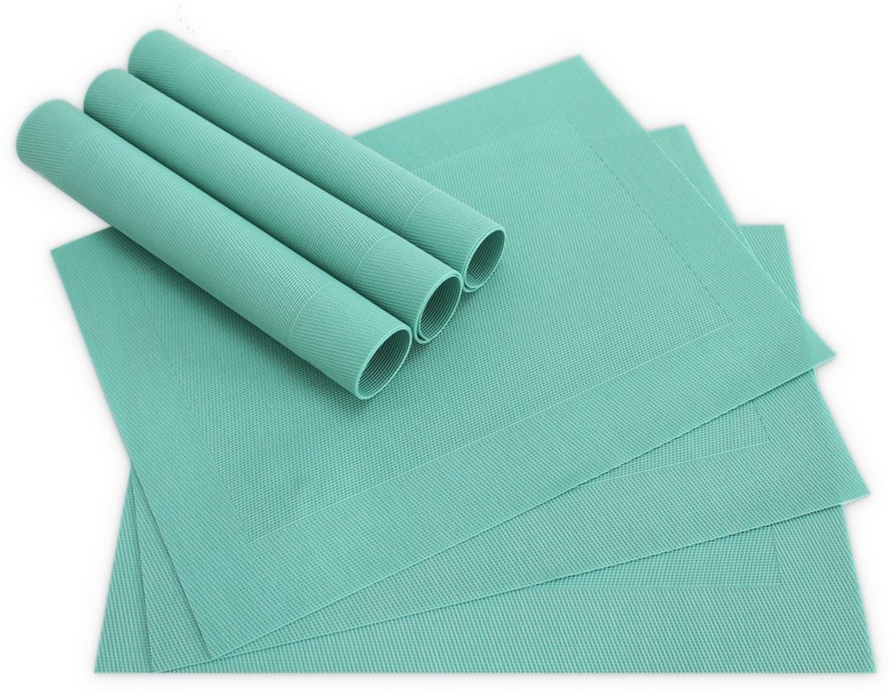 matches21 HOME & HOBBY Platzset Tischsets BORDA 6er Set Mint-grün als Tischuntersetzer, (6-St), Abwaschbare Platzsets als Tischunterlagen für Ess-Tisch Tisch-Deko Bild 1
