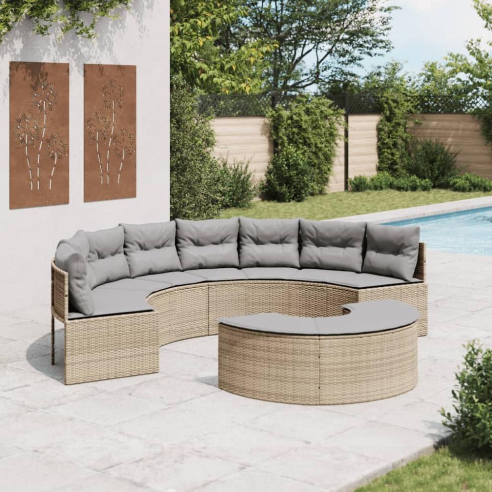 vidaXL 2-tlg. Garten-Sofagarnitur Halbrund Beige Poly-Rattan 3262072 Bild 1