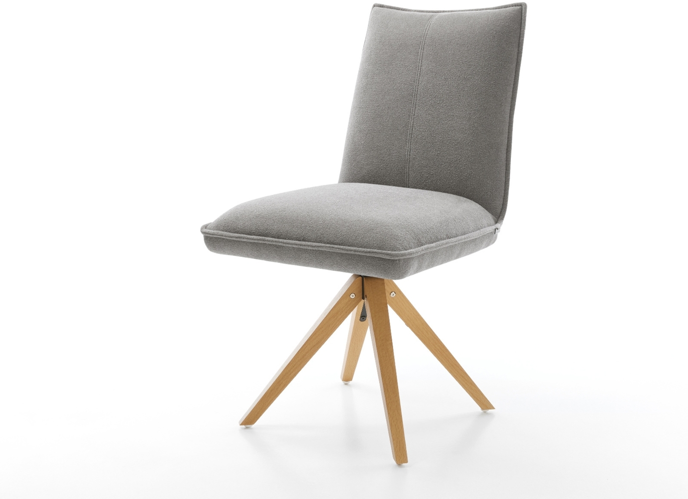Drehstuhl Lelio-Flex Strukturstoff Soft Grau Holzgestell kantig Natur 180° drehbar Taschenfederkern Bild 1