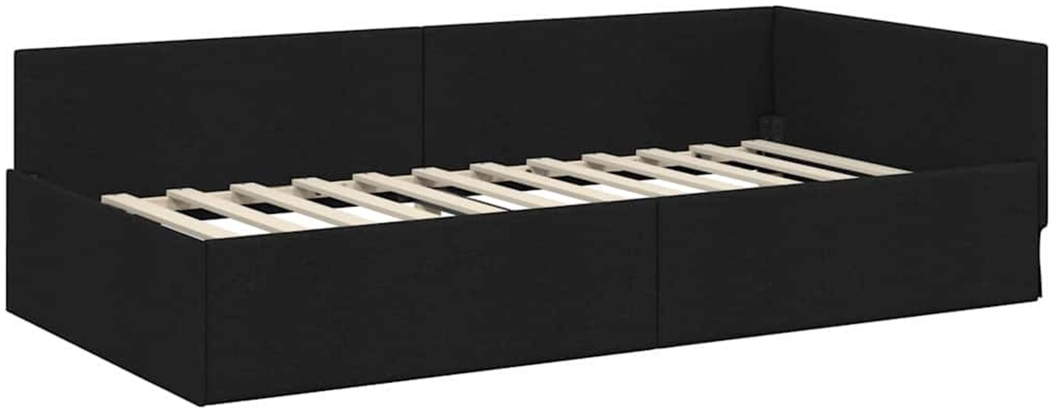 vidaXL Eckbettgestell mit Kopfteil Schwarz 80 cm x 200 cm Stoff 42016029 Bild 1