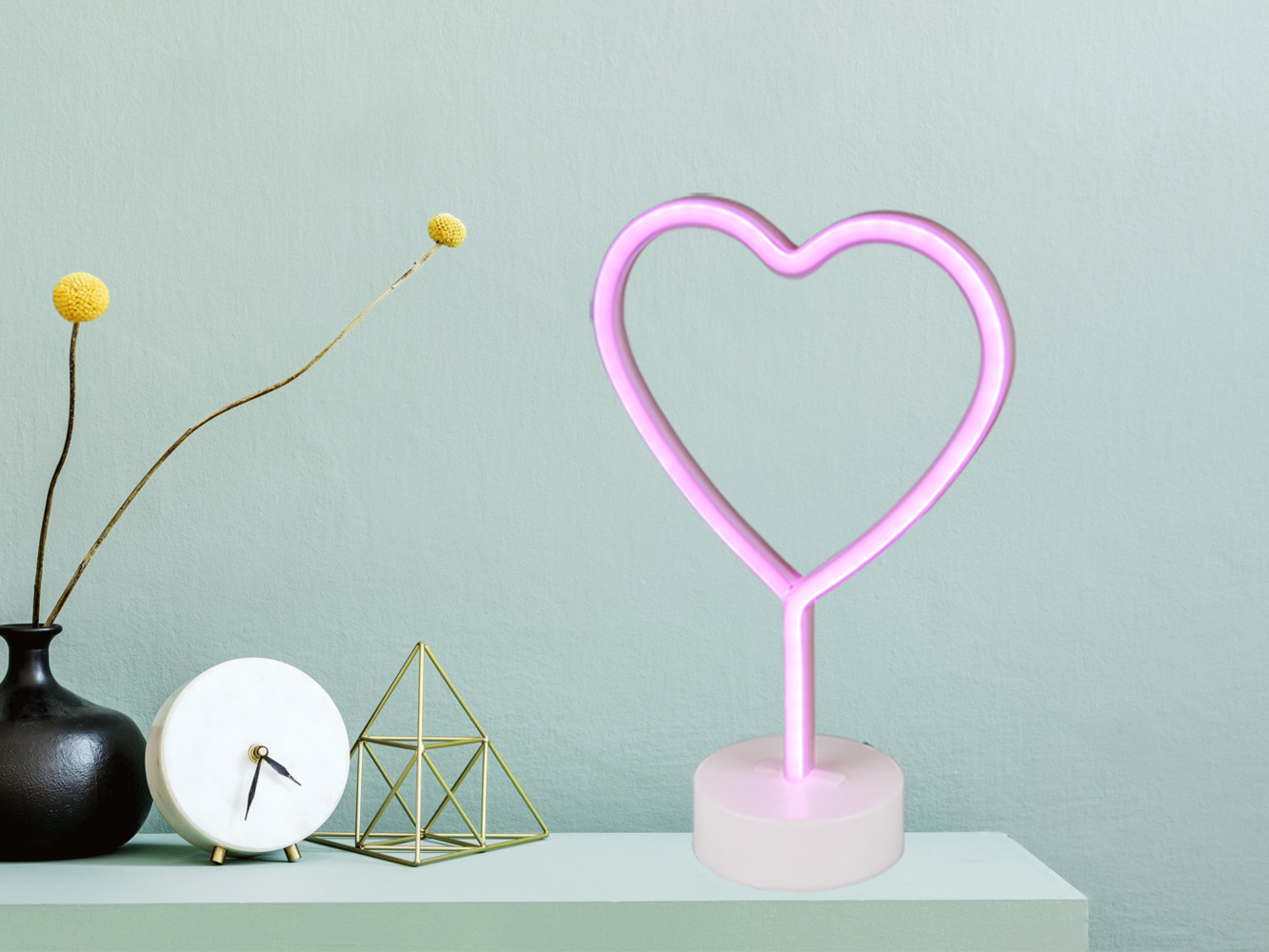 Reality LED Tischleuchte Heart 30 x 20 cm warmweiß rosa Bild 1