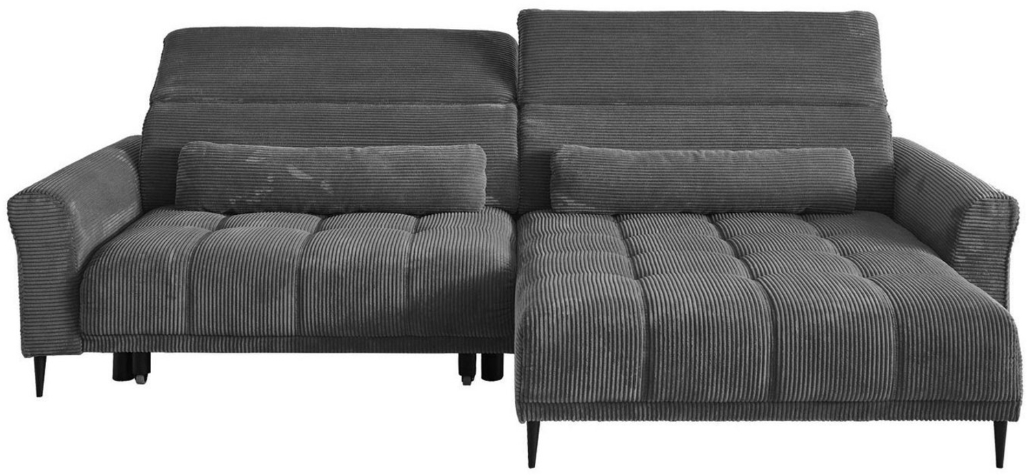 Iwaniccy Ecksofa LOGAN, Cordbezug, Dunkelgrau, B 277 x T 179 cm, 2 Nierenkissen Bild 1