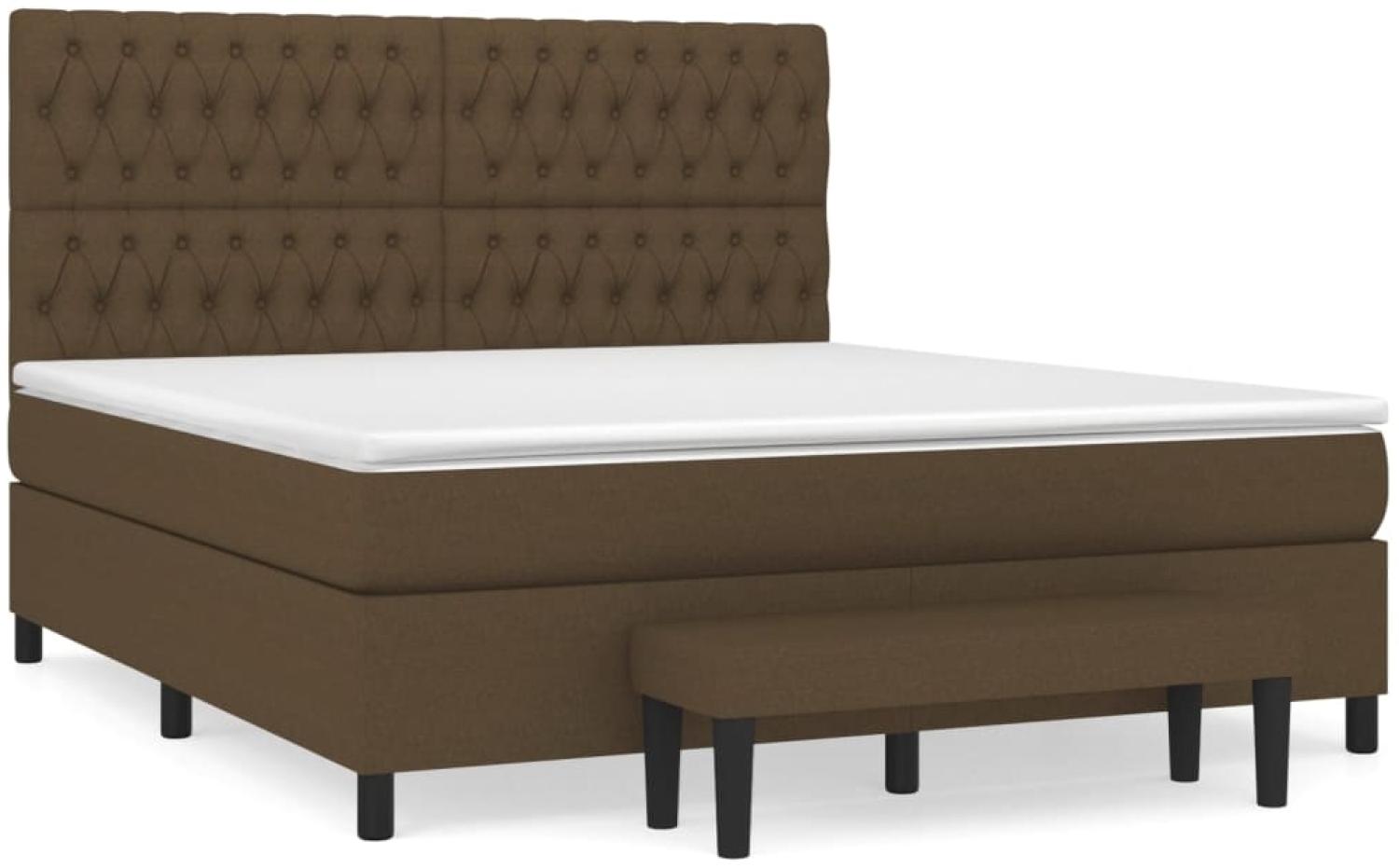 vidaXL Boxspringbett mit Matratze Dunkelbraun 180x200 cm Stoff, Härtegrad: H2 [3136856] Bild 1