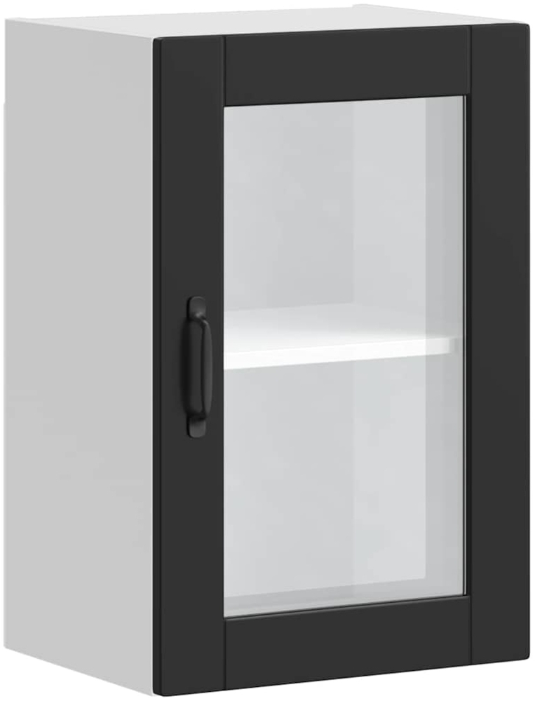 vidaXL Küchen-Hängeschrank mit Glastür Porto Schwarz 854008 Bild 1
