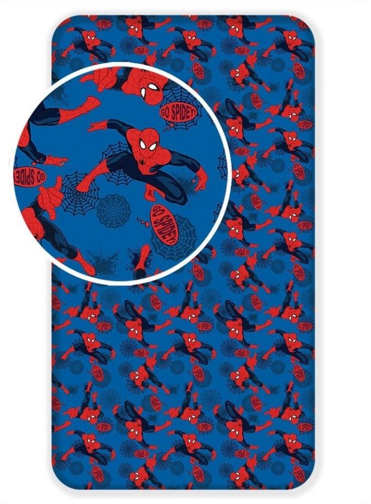 Spiderman Spannbetttuch – Baumwoll-Bettlaken für Kinderbett (90x200 + 25 cm) Bild 1