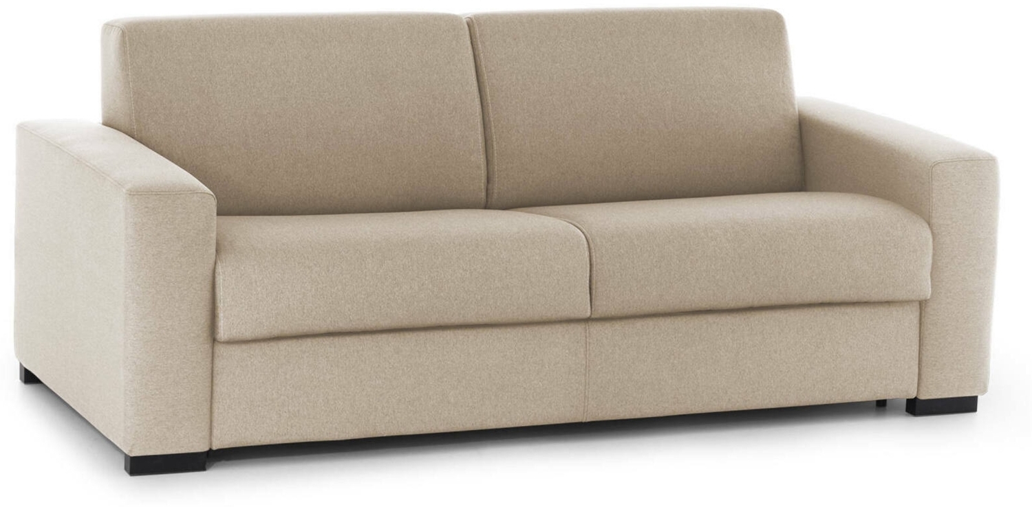 Dmora 2-Sitzer Schlafsofa Akito, Wohnzimmersofa mit drehbarer Öffnung aus gepolstertem Stoff, schmale Armlehnen, 100 % Made in Italy, cm 180x95h90, Beige Bild 1